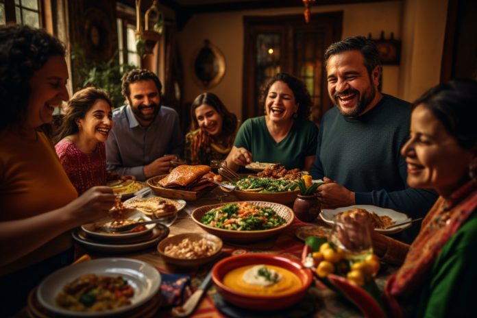 Mexican family at the festive table