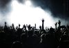 Crowd,Raising,Hands,At,A,Pop,Concert;,White,And,Grey-blue